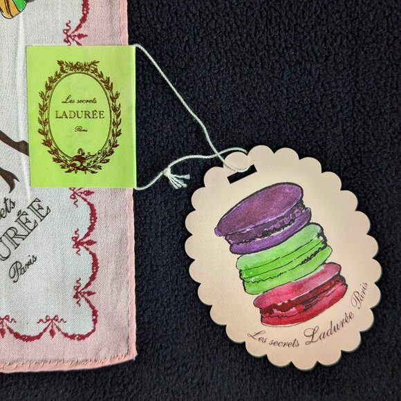 Laduree Paris Scarf Macaron Religieuse London Paris New York Tokyo 22.5" (57 cm) - Picture 3 of 5